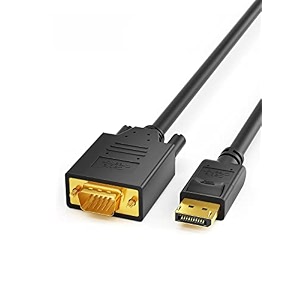 cablecreation dp to vga cable 10ft displayport to vga cable gold plated 1080p60hz standard dp male to vga male cable black color