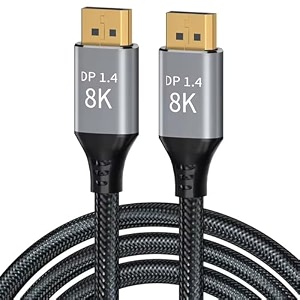 10m 33ft 8k 14 displayport cable 8k60hz 4k144hz high speed hdcp 3d with 324gbps slim and flexible dp to dp cable