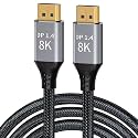 CABLEDECONN DisplayPort Cable Ultra HD 8K 4K Copper Cord DP 1.4 8K@60Hz 4K@144Hz High Speed 32.4Gbps HDCP 3D Slim and Flexible DP to DP Cable 1.5m 5ft