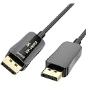 Fiber 8K 4K DisplayPort Cable DP 1.4 HBR3 8K@60Hz 4K@144Hz High Speed 32.4Gbps Optical Fiber Slim and Flexible DP to DP Cable 20m 65ft