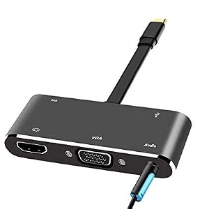 usb c hdmi vga hub usb-c type-c to hdmi 3840x2160 4k 15 pin vga port usb30 usb c pd audio 35mm docking cable adapter black a0205