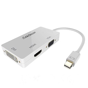 white multi-function gold plated thunderbolt mini displayport dp to hdmi vga dvi cable converter adapter for macbook pro air b0408