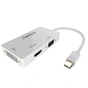 White Multi-Function Gold Plated Thunderbolt Mini DisplayPort DP to HDMI VGA DVI Cable Converter Adapter for MacBook Pro Air (B0408)