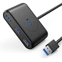 Cables Kart 4 Port USB Hub 3.0 Data Hub with 3ft Portable Extension Cable High Speed Compatible for MacBook Air, Mac mini, iMac Pro, Microsoft Surface, Ultrabooks, Black