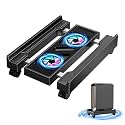 CABTE Computer Tower Stand with Cooling Fan, Adjustable Mobile CPU Holder