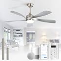 CACI Mall 52 inch Smart Ceiling Fan with Lights, Remote Control, Compatible with Alexa/Google/App, 5 Blades, Dimmable Lighting, Quiet, Indoor/Outdoor Ceiling Fans for Living Room, Bedroom, Patios