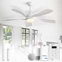CACI Mall 52 inch Smart Ceiling Fans with 3-Color Dimmable LED Lights, Remote Control, Works with Alexa/Google/App, 5 Blades, Quiet DC, Indoor/Outdoor Ceiling Fans for Living Room, Bedroom, Patios