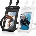 CACOE Floatable Waterproof Phone Pouch 2 Pack Up to 9.0", Black+White