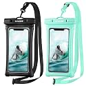 CACOE Floatable Waterproof Phone Pouch 2 Pack Up to 7.0",Black+Green