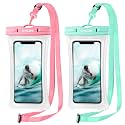 CACOE Floatable Waterproof Phone Pouch 2 Pack Up to 7.0",Blue+Pink