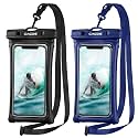 CACOE Floatable Waterproof Phone Pouch 2 Pack Up to 7.0",Black+Dark Blue