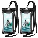 CACOE Floatable Waterproof Phone Pouch 2 Pack Up to 7.0",Black+Black