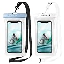 CACOE Floatable Waterproof Phone Pouch 2 Pack Up to 7.0",White+Blue