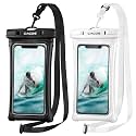 CACOE Floatable Waterproof Phone Pouch 2 Pack Up to 7.0",Black+White