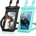 CACOE Floatable Waterproof Phone Pouch 2 Pack Up to 9.0", Black+Green