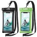 CACOE Floatable Waterproof Phone Pouch 2 Pack Up to 7.0",Black+Dark Green