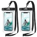 CACOE Floatable Waterproof Phone Pouch 2 Pack Up to 7.0",Black+Black-1