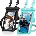 CACOE Waterproof Phone Pouch 2 Pack Up to 8.8", Double Bag, Black+Green