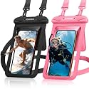 CACOE Waterproof Phone Pouch 2 Pack Up to 8.8", Double Bag, Black+Pink