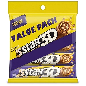 cadbury 5 star 3d chocolate bar 135gm trio pack pack of 6