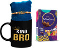 Cadbury Chocolate Pack With King Bro Mug And Kundan Bro Rakhi, 1 Rakhi set, 1 Roli Tilak Pack, 1 celebration pack, 1 Rakshabandhan greet card, Combo gift for brother, bhai, sibling, ceramic mug, coffee mug combo set Combo (3)