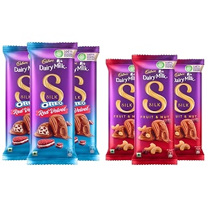 cadbury dairy milk silk oreo red velvet 130g - pack of 3 amp cadbury dairy milk silk fruit and nut chocolate bar 137g pack of 3