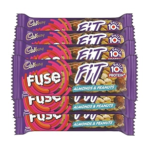 cadbury fuse fit chocolate snack bar with almonds and peanuts40g pack of 6