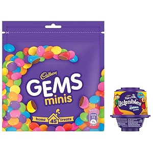 cadbury gems chocolate home treats pack 1422 g amp cadbury dairy milk lickables chocolate 20 g