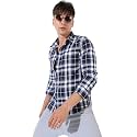 CAHOOT Men39s Blue Checkered Collared Button Up