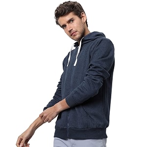 CAHOOT Mens Dark Blue Zip-Front Hoodie with
