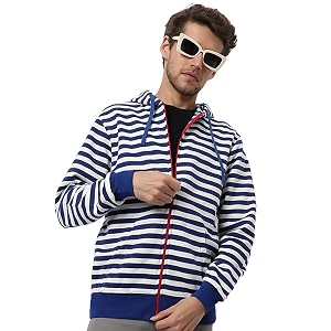 CAHOOT Mens Dark Blue Zip-Front Hoodie with