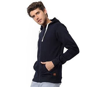 CAHOOT Mens Dark Blue Zip-Front Hoodie with