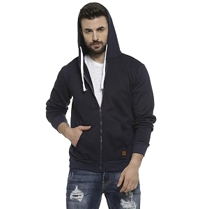 CAHOOT Mens Dark Blue Zip-Front Hoodie with
