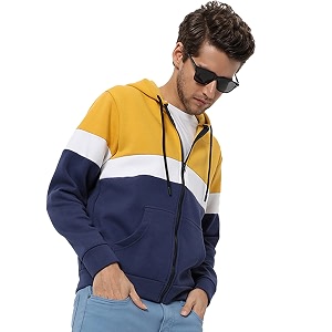 CAHOOT Mens Dark Blue Zip-Front Hoodie with