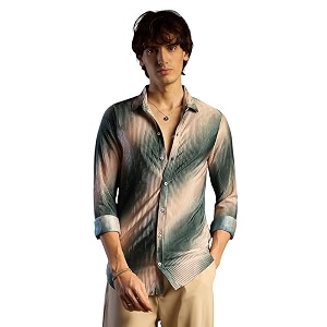 CAHOOT Mens Foliage Strokes Shirt for Casual