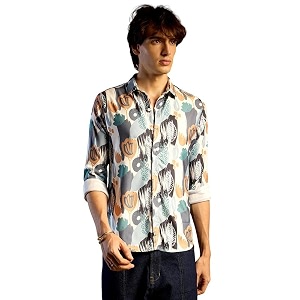 CAHOOT Mens Foliage Strokes Shirt for Casual