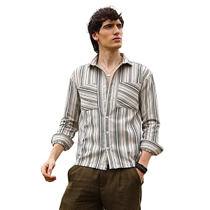 cahoot men39s multitrack striped oversized shirt for casual wear  spread collar  long sleeve  button closure  oversized shirt crafted with comfort fit for everyday wear