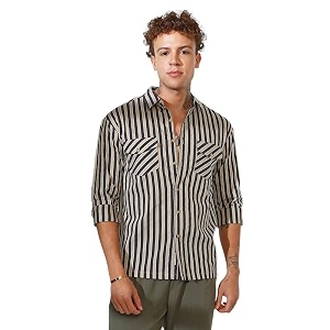 cahoot men39s multitrack striped oversized shirt for casual wear  spread collar  long sleeve  button closure  oversized shirt crafted with comfort fit for everyday wear