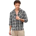 CAHOOT Men's Multitrack Striped Oversized Shirt for Casual Wear | Spread Collar | Long Sleeve | Button Closure | Oversized Shirt Crafted with Comfort Fit for Everyday Wear