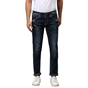 CAHOOT Mens Navy Blue Tapered Dark- Wash