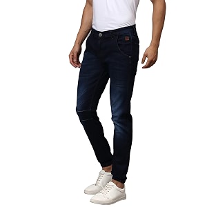 CAHOOT Mens Navy Blue Tapered Dark- Wash