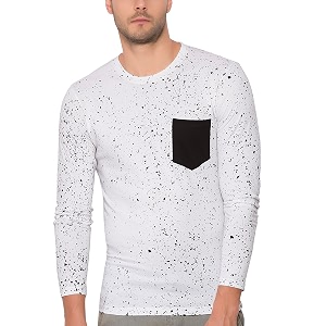 CAHOOT Mens Polka Printed White T-Shirt