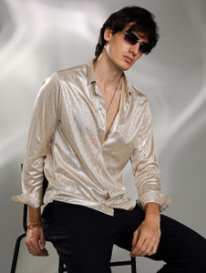 CAHOOT Men Embellished Casual Beige Shirt