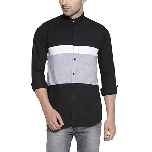 CAHOOT Men Mandarin Collar Casual Shirt