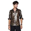 CAHOOT Men Metallic Cheetah Velvet Shirt Animal