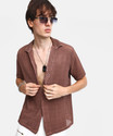 CAHOOT Men Self Design Casual Brown Shirt
