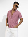 CAHOOT Men Self Design Casual Pink Shirt