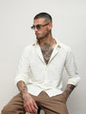 CAHOOT Men Self Design Casual White Shirt