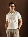 CAHOOT Self Design Men Polo Neck White