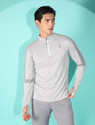 CAHOOT Solid Men Mandarin Collar Grey T-Shirt